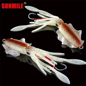 Esche SUNMILE Fishing Soft Squid Lure 60g/80g/100g/120g/150g Luminoso/UV Squid Jig Esche da pesca per la pesca in mare Wobbler Bait 220207