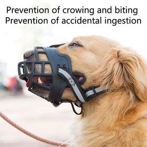 Coleiras de cachorro trelas 1 pc respirável focinho guarda contra morder e latir máscara média grande anti latido para animais de estimação 231218