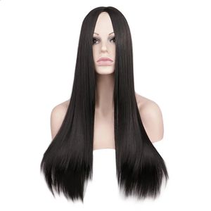 Synthetic Wigs Women Synthetic 70 Cm Long Straight Cosplay Wig Party Sliver White 100% High Temperature Fiber Hair Wigs 231218