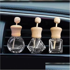 Diffusori di oli essenziali Auto per bottiglie vuote con clip Bastone di legno Clip di sfiato per condizionatore d'aria Deodorante mobile Bottiglia di vetro per auto Dr Dhziy