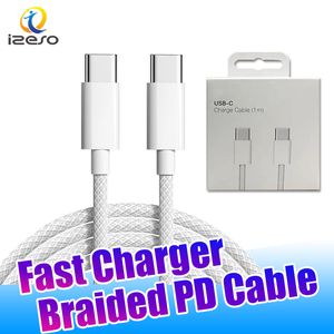 60W USB C to Type C Cable for iPhone 15 New Braided USB-C Cord with Retail Packaging izeso
