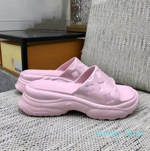 Pool Flat Comfort Maultier Hausschuhe für Frauen am Wasser Plattform Schieber Sandalen Casual Beach Sommer Mules Weißgrün Fuchsia geprägter Gummi