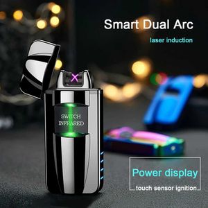 Creative Metal Sports Car Dual Arc Intelligent Laser Induktion Vindtät lättare puls Flamlös plasma USB -laddning