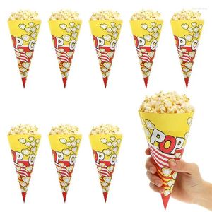 Envoltório de presente 50/100pcs cone forma sacos de pipoca saco de papel com dicas cônicas tratar para festa de casamento de doces de milho