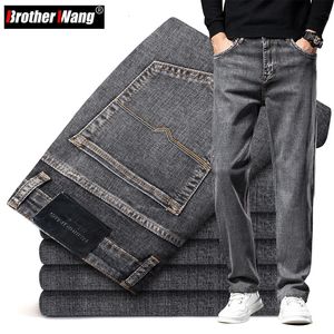 Männer Jeans 6 Farben Herbst Männer Grau Straightleg Business Casual Baumwolle Stretch Denim Hosen Männliche Marke Kleidung Plus Größe 40 42 44 231218