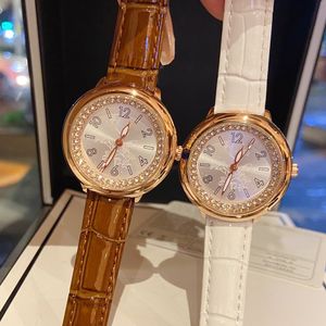 Fashion Full Brand Wrist Watches Women Girl Diamond Flower Dial Leather Strap Quartz Luxury With Logo Clock CHA 87