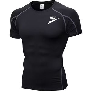 Esporte preto t camisa marca carta impressão dos homens de secagem rápida manga curta esporte camisetas ginásio fitness camisa compressão treinamento correndo camiseta