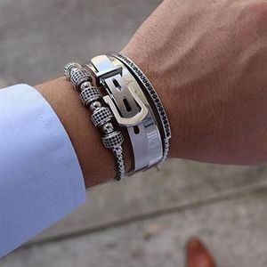 Män armband 4st Titanium Steel Roman siffra armband hästsko spänne armband pulseira bileklik lyx handgjorda j y2007202q