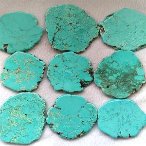 5pcs لوحة الفيروز الفيروز الحجر الحجر cabochon بطاقة شكل الأوردة شذرات مسطحة حبة العثور على 30-100mm4 جودة عالية 2771