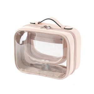 Sacos de cosméticos Casos de armazenamento Saco de cosméticos à prova d'água Dupla camada de armazenamento de pincel de maquiagem multifuncional de grande capacidade Lady Travel Clear Makeup Bags 231219