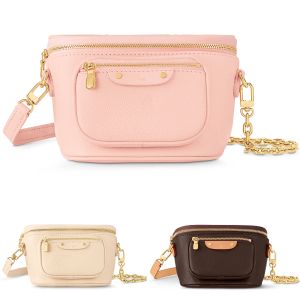 Mini Bumbag midja i M82335 M82208 Totes axelväskor 10a Luxurys designer äkta läder mode handväska utomhus kvinnors Fanny Pack Mens Crossbody Clutch Bag