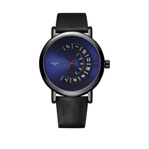 Yazolo Bellissimo quadrante unico Personalità Giradischi Design Orologio da uomo Smart Sports World Time Orologi Cinturino in pelle Orologio da polso per giovanic265n