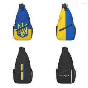 Ryggsäck flagga av ukraina sling bröstväska anpassad ukrainsk patriotisk crossbody axel för män reser vandring dagpack255j