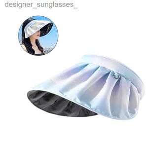 Visir Ny gradientfärg Shell C Foldbar Stor BRIM STAND SUN HAT FÖR KVINNER TOMT SUN SUNVISOR C PAINBAND HårtillbehörL231219