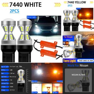 Novas luzes decorativas 2 PCS WY21W 7440 7441 7440A Canbus Nenhum erro Anti Hyper Flash LED Luzes de pisca pisca lâmpadas âmbar amarelo para Nissan Altima