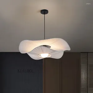 Lampy wiszące nowoczesne lampy tkaniny tkaniny kreatywny Lotus liść jedwab do salonu wystrój domu e27 na poddaszu Wiszące oświetlenie