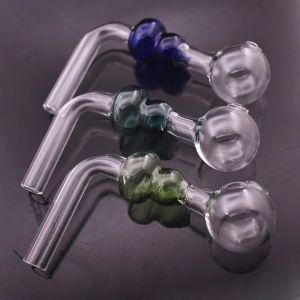 10pcs curved Glass Oil Burner Pipe OD 3cm oil bowl Bent Hand Tube Water Smoking Pipe for dab rig bong smoking tools BJ