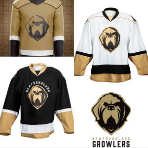 ECHL Newfoundland Growlers New Third Jersey Custom Mens Womens Youth Home Away Hockey Jersey Ouro Branco Preto 67