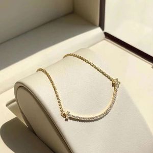 T Hem Precision Edition Sterling Silver Mini Smile Necklace 18K Rose Gold Full Diamond Gold Smiley Lady CollarBone Chain