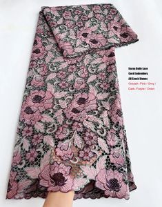 Tyg och sömnad Allover tjeckiska stenar Korea Voile Lace Silky broderi Afrikansk guipure Tyg Mellanöstern Bröllopstillfällen Plaggkvalitet 231218