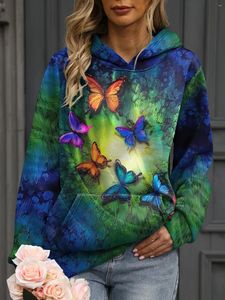 여자 후드 homes gulticolour butterflyflower print for girls fashion long sleeve 대형 후드 스트리트웨어 탑 티