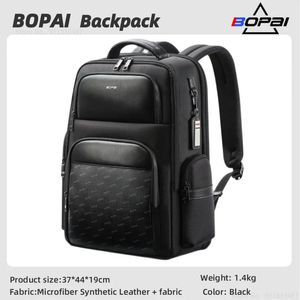 Mochilas escolares Bopai negócios mochila para homens grande capacidade de viagem moda microfibra couro sintético mochila masculina mochila 231219