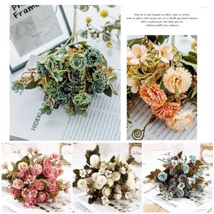 Fiori decorativi Bouquet lilla artificiale Seta Sposa vintage che tiene per matrimonio Soggiorno Decorazioni per la casa Sfondo grafico