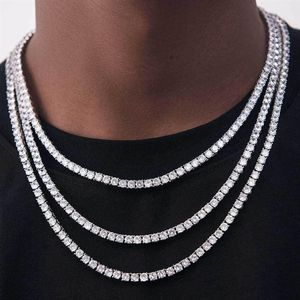 Colar de tênis correntes hiphop maré masculino colar zircão 18 20 22 24mm snap gancho pulseira tênis colares para homem e mulher 295f