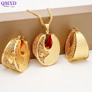 Hochzeit Schmuck Sets Mode Dubai Kupfer Ohrringe Pendent Halskette Für Frauen Romantische Tägliche Tragen Party Jahrestag Geschenke 231219