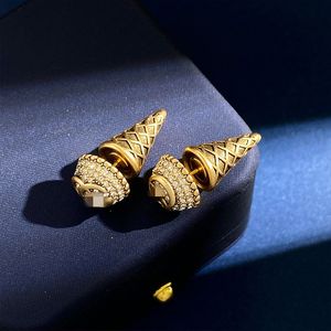 Fashion Retro Women's Cones Earrings Luxury Designer Ice Cream Earrings Classic Brass Diamond Earrings Women's High Quality Jewelry Personalized Gift