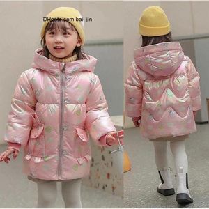 Coat Old Cobbler 44M840# Girl Winter Down Coat Midlength jacket Loose Water proof With hood Keep warm zipper Cartoon flowers 0616