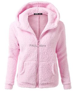 Kvinnors tröjor Kvinnor Autumn Winter Warm Hoodie Jacket Casual Female Hoodies Sweatshirt dragkedja Polid Soft Fleece Coatl231213