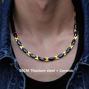 Jewelry Boxes Steel Ceramic Necklace Germanium Anion Anti radiation Slimming Stainless Mens Energy Collar 231219