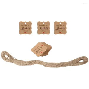 Bakeware Tools Promotion! 100 st tack för att du firar med oss ​​taggar Kraft Paper Gift Wrap Natural Jute Twine Baby Shower Chr