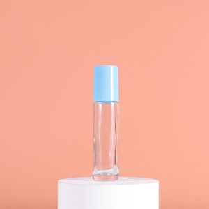 Partihandel 10 ml Rullklara flaska med transparent stålkula och plastlock