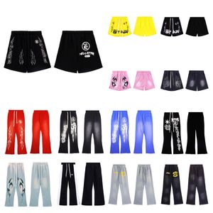 Męskie dżinsy piekielne studio czerwone flare spodnki High Street Patchwork Sports Sport Casual Pants Spodnie spodnie Krótkie spodnie Damskie spodnie Para luźna wszechstronna