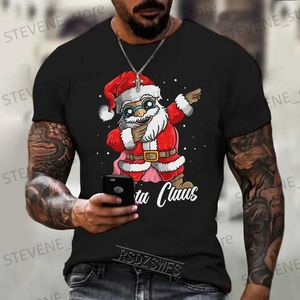 Herr t-shirts Santa Claus Print T-shirt för män nyårsfest modekläder jul hajuku kort ärm o-hals toppar överdimensionerade t-shirts t231219