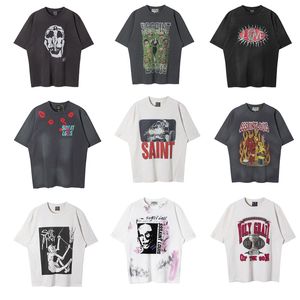 Camisetas vintage masculinas, tamanho eur, camisa grande com estampa de santo, 1 alta qualidade, 24ss, tamanho americano