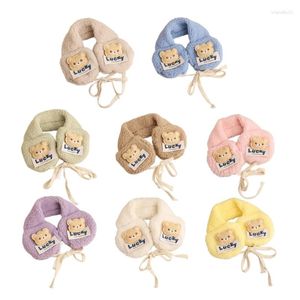 Acessórios de cabelo ajustáveis ​​crianças de pelúcia orelha muffs cor sólida mais quente lenço de pescoço envoltório com design de urso de desenho animado