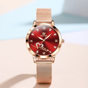 Olevs Women Watches Designer Watches Quartz Waterproof Artwatch rostfritt stål Remsmodeklänning Lysande Diamond Watch Face Watch med Box 5530