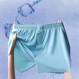 Underbyxor Sexiga män Ice Silk Seamless Boxer Briefs Pouch Underwear Shorts Trunks bekväma andningsbara trosor lättvikt