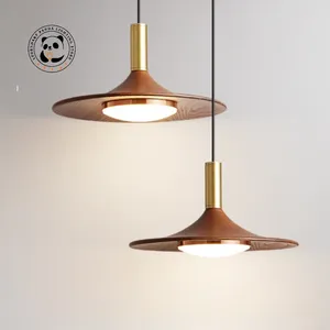 Pendant Lamps Nordic Walnut Wood Lights LED Bedroom Bedside Hanging Dining Table Decoration Log Restaurant Tea Room Chandeliers