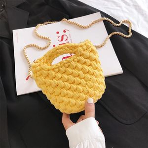 Evening Bags YoReAi Women's Pack Cloth Crochet Woven Bag Hand Made Chain Lock Crossbody Single Small Ladies' Shoulder 231219