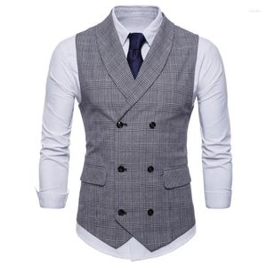 Canotte da uomo primavera e autunno stile britannico business gilet solido moda slim fit casual scozzese