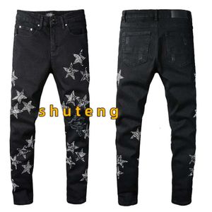 Designer Jeans Herren Denim Stickerei Hosen Mode Löcher Hosen US Größe 28-40 Hip Hop Distressed Zipper Hosen für Männer 2022 Top Verkauf 6703