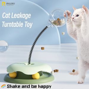 Cat Toys Pet Yemeği Sızan Top Turntable Yavaş Besleyici 360 Döndürme Pürüzsüz Yuvarlak Eğlenceli Oyun Sarsın