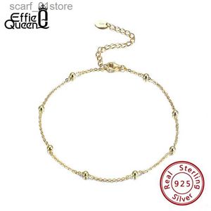 Anklets Effie Queen Women Real 925 Silver Eclipti Anklets Silver / Gold Color with 8pcs Beads on Foot Leg Chain Jewelry Beach Gift SA05L231219