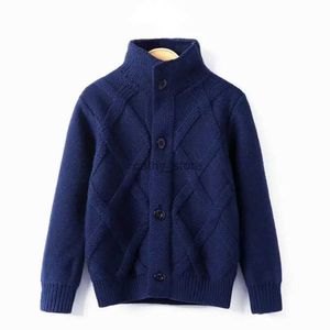 Pullover 2023 new Spring Autumn Boys Sweater Solid Color Keep Warm Knitting Jacquard Weave V-neck Cardigan For Kids 2-10 Years OldL231215