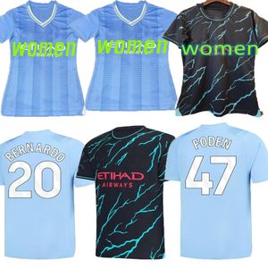23 24 Soccer Jersey Grealish Gvardiol Alvarez Fans de Bruyne Foden 2023 2024 Fotbollstoppar Skjorta Women Kit Set Uniform