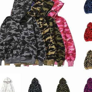 Erkek Tasarımcı Hoodie Tam Fermuar Up Hoodies Kadın İçin Lüks Siyah Kamuflaj Ceket Mavi Kapşonlu Kapşonlu Sweatshirt Adam Kadın Kazak Uzun Kollu Tech Tech Carke34